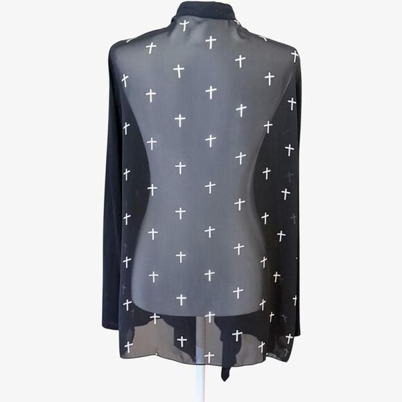 Sheer Black Cardigan with Cross Design - Picture 4 of 8